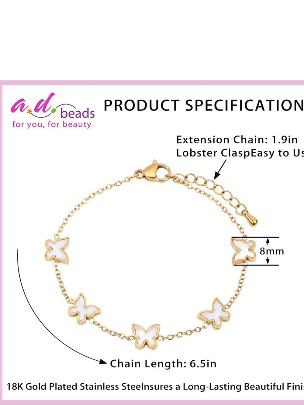 🆕New 18K Gold Plated Stainless Steel Dainty Bracelet - Picture 5 of 7